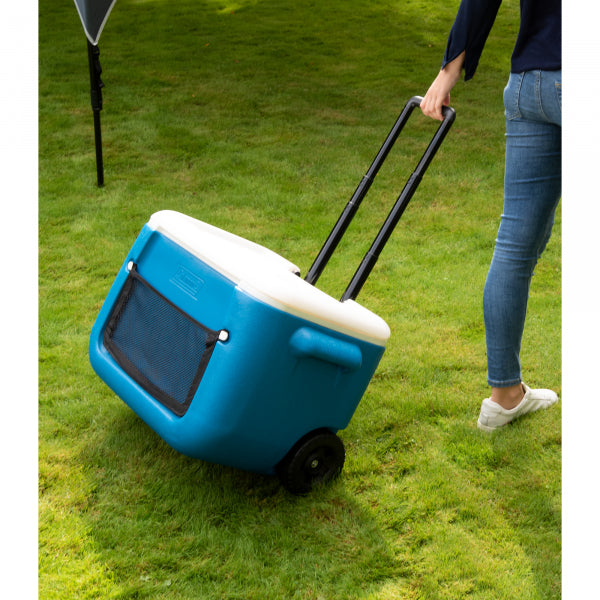 Glacière MESH bleue roues et poche extérieure 50qt 46l